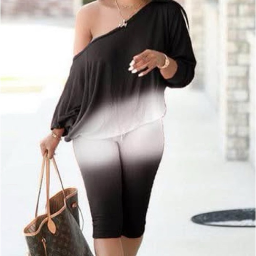 Black and White Off-Shoulder 2 piece set